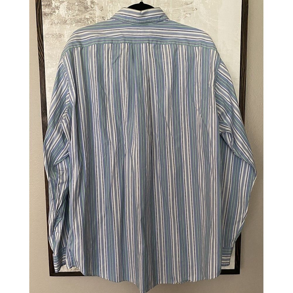 Ralph Lauren Mens Striped Classic Fit Botton Down Shirt Sz XL Blue Green White - Picture 4 of 4